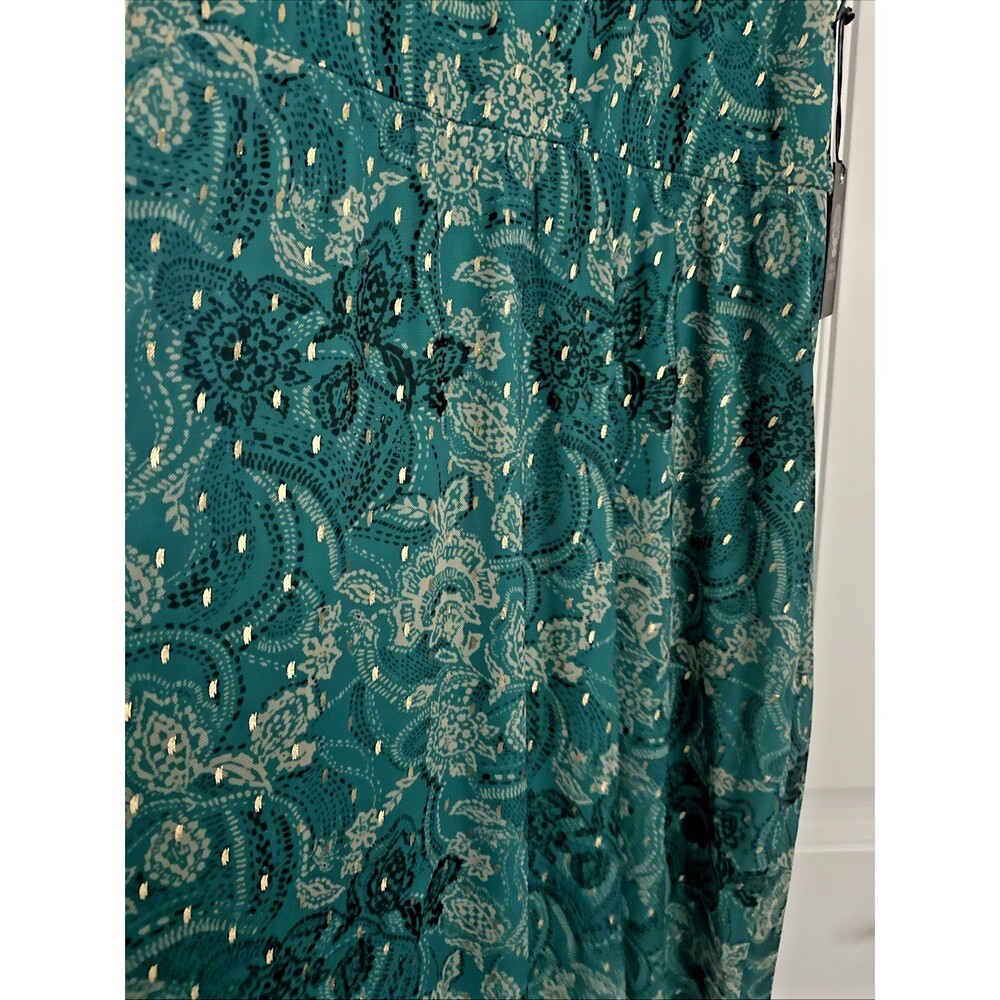 Vince Camuto Women's Printed Metallic Pock Neck Maxi Dress Cool Lapis Green S - Picture 5 of 10